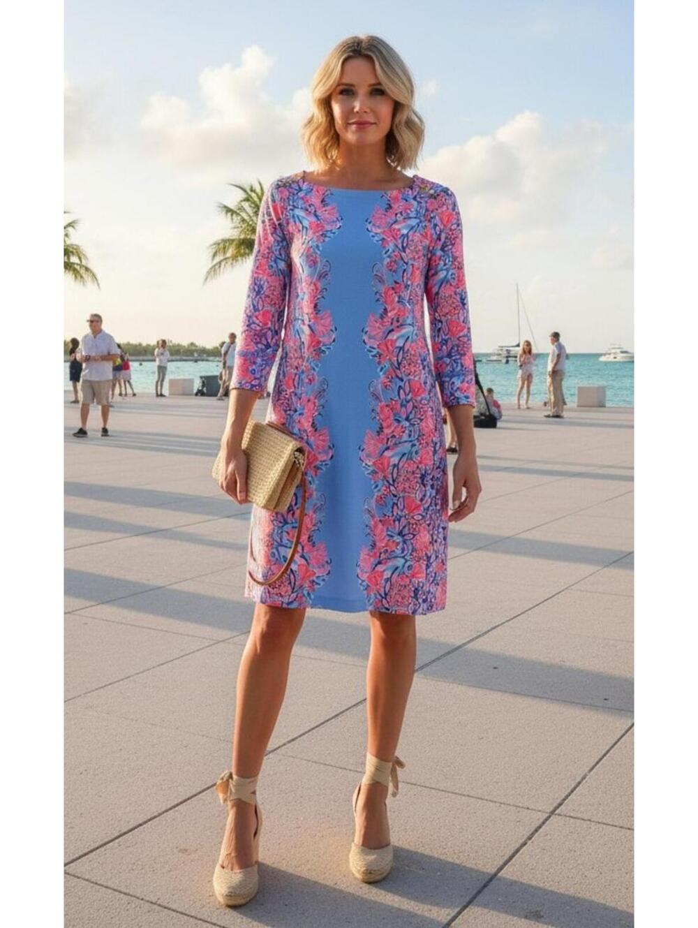 Lilly Pulitzer Sophie UPF 50+ Dress Bermuda Blue Turtle Szn Small